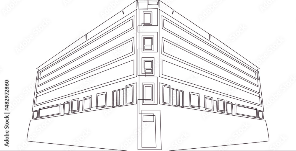 Obraz premium Hotel building sign icon in flat style. Building vector illustration on white isolated background. Architecture business concept.