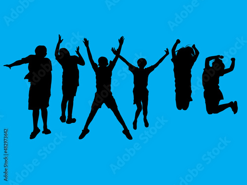 Group of Students Jumping in illustration graphic vector