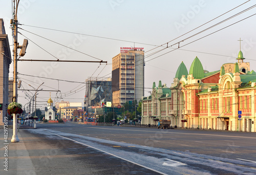 Red Avenue of Novosibirsk in the morning