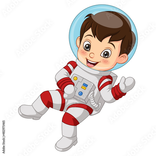 Cute little boy wearing astronaut costume
