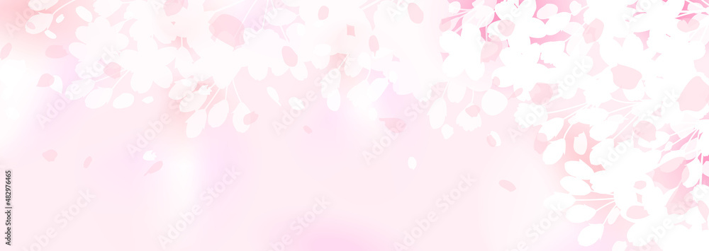 ぼんやりと曖昧な桜の横長イラスト