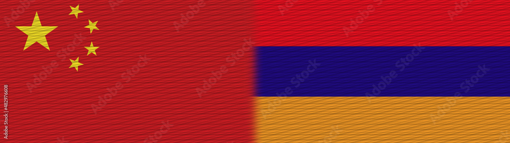 Armenia and China Chinese Fabric Texture Flag – 3D Illustration