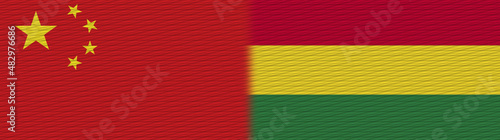 Bolivia and China Chinese Fabric Texture Flag – 3D Illustration