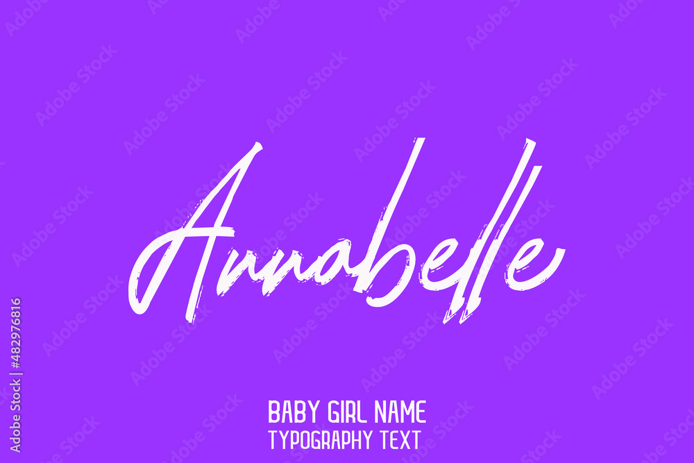 Annabelle Baby Girl Name in Stylish Cursive Brush Typography Text on Purple Background