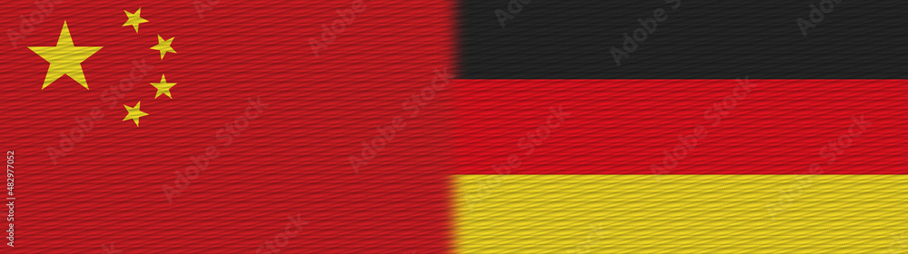 Naklejka premium Germany and China Chinese Fabric Texture Flag – 3D Illustration
