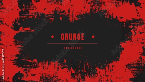 Abstract Black Grunge Frame Design In Red Scratch Background