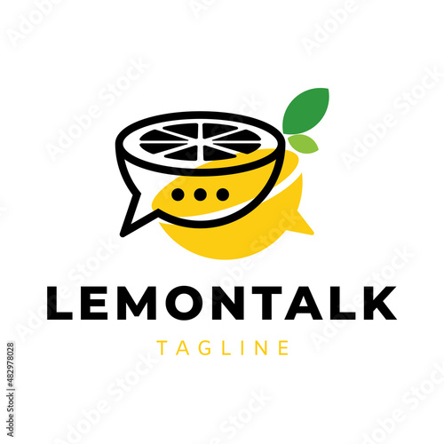 Lemon Talk icon logo. usable for brand, business and company logos. flat design logo template. vector illustration
