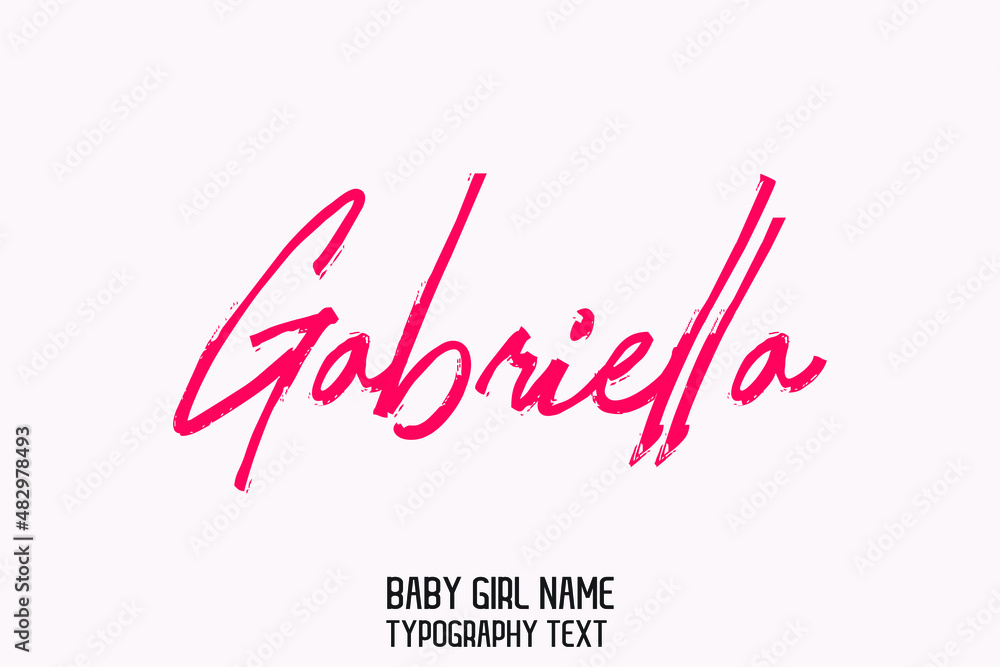 Woman's Name Vector Rough Brush Script Word art Pink Color Text Design for Gabriella 