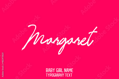 Margaret Woman's Name Lettering Sign in Stylish Cursive Calligraphy Text on Pink Color Background
