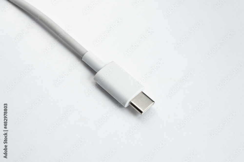 Fototapeta premium USB cable type C over white isolated background