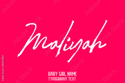 Maliyah Woman's Name Lettering Sign in Stylish Cursive Calligraphy Text on Pink Color Background