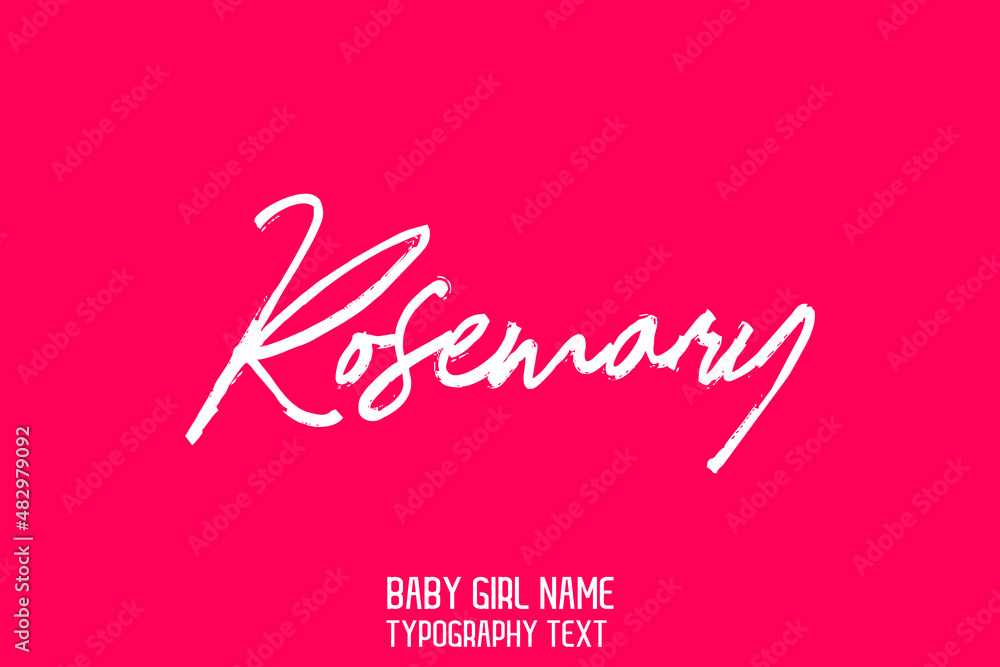 Rosemary Baby Girl Name Handwritten Brush Calligraphy Text on Pink