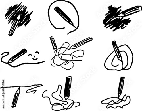 子供が描いた鉛筆の絵 落書き