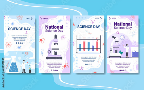 National Science Day Stories Template Flat Design Illustration Editable of Square Background Suitable for Social Media or Greeting Card