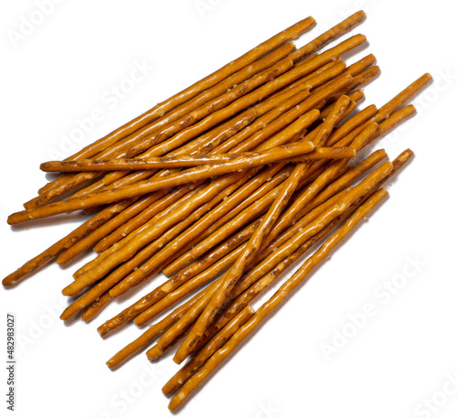 Salted sticks. Confectionery on the table. Salty baked goods. Snack
