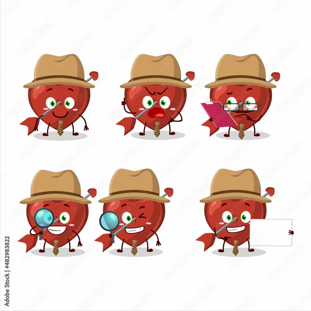 Detective cupid love arrow cute cartoon character holding magnifying glass Detective cupid love arrow cute cartoon character holding magnifying glass
