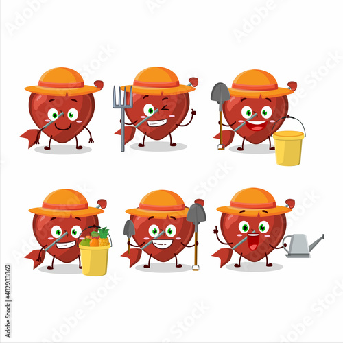 Farmer cupid love arrow cute mascot character with fork