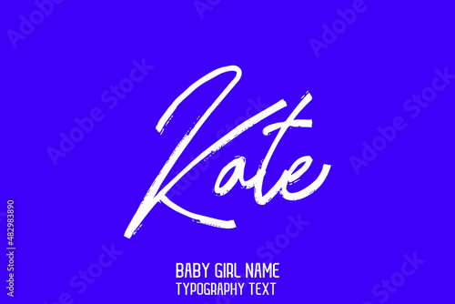Kate Girl Name Handwritten Brush Calligraphy  Text Beautiful on Blue Background photo