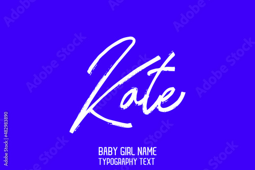 фотографія Kate Girl Name Handwritten Brush Calligraphy  Text Beautiful on Blue Background