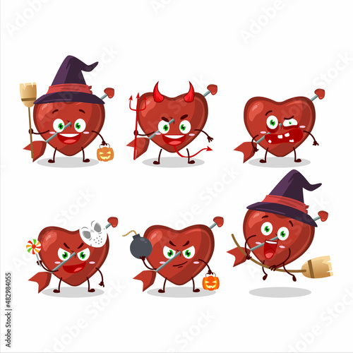 Halloween expression emoticons with cartoon character of cupid love arrow