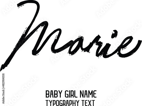 Marie Baby Girl Name Handwritten Lettering Modern Brush Text Calligraphy