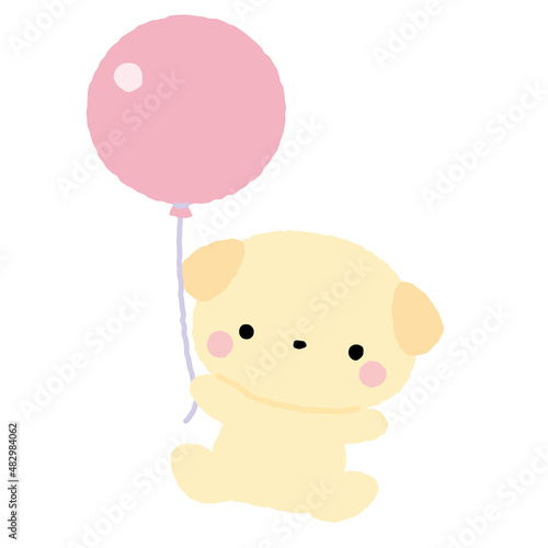風船を持った犬のイラスト
