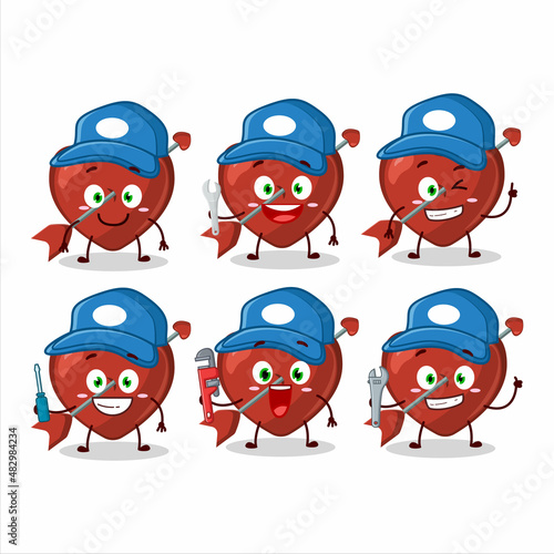 mechanic cupid love arrow cute mascot character with pliers