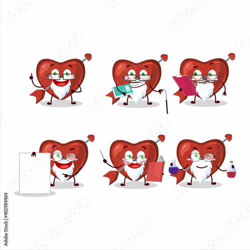 Professor cupid love arrow academic cartoon character working on laboratory