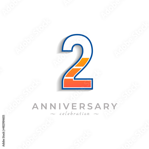 2 Year Anniversary Celebration with Charging Icon Battery for Celebration Event, Wedding, Greeting card, and Invitation Isolated on White Background