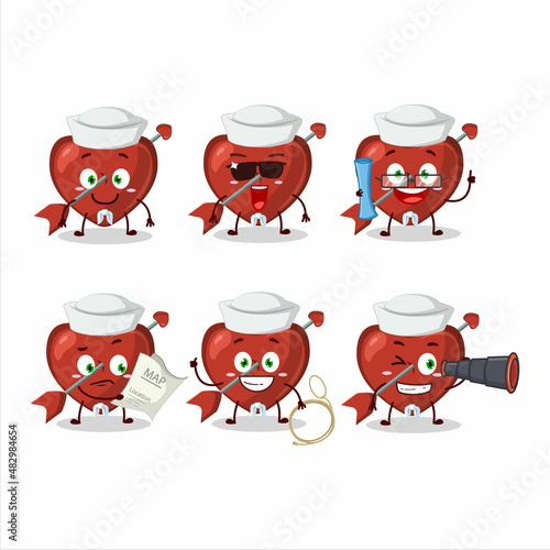 A character image design of cupid love arrow as a ship captain with binocular