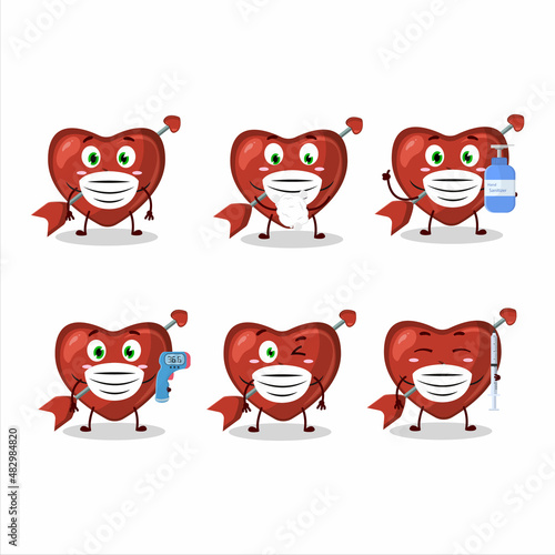 A picture of cupid love arrow cartoon design style keep staying healthy during a pandemic