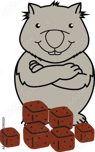 Wombat and poop vector illustration
