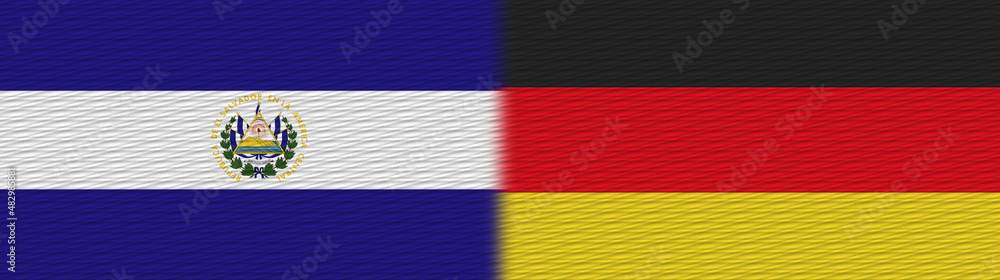 Naklejka premium Germany and El Salvador Fabric Texture Flag – 3D Illustration