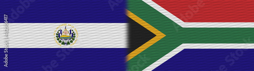 South Africa and El Salvador Fabric Texture Flag – 3D Illustration