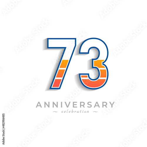 73 Year Anniversary Celebration with Charging Icon Battery for Celebration Event, Wedding, Greeting card, and Invitation Isolated on White Background photo