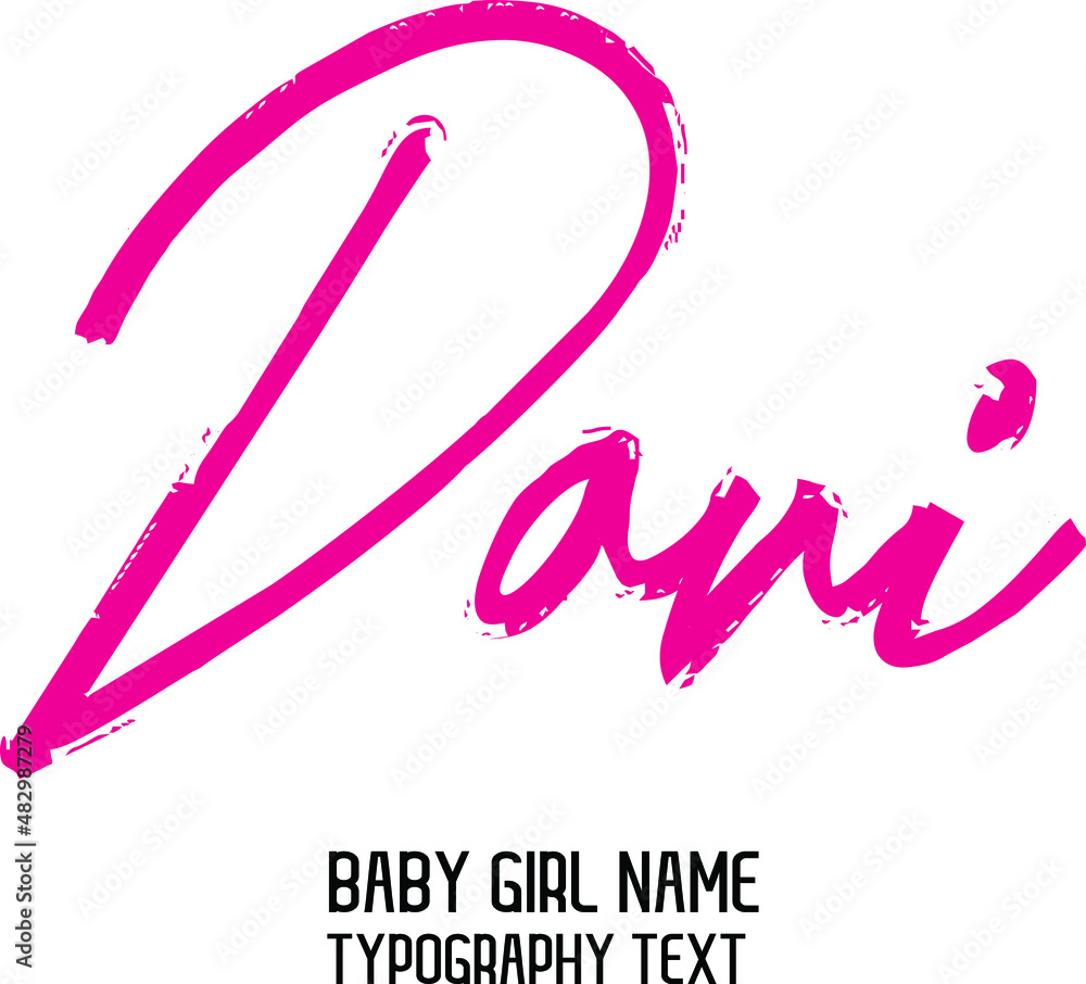 Pink Color Lettering Sign in Stylish Typography Text Baby Name Dani