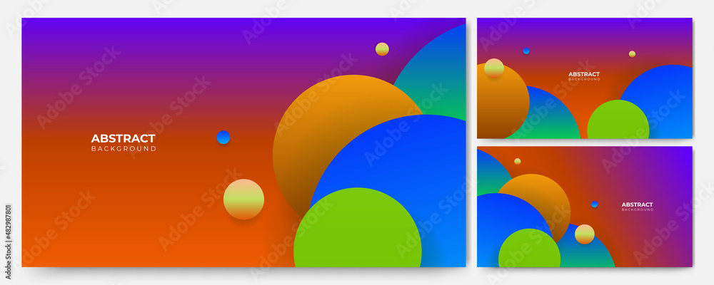 Obraz premium Set of abstract modern trendy minimal colorful background. Dynamic shapes composition with modern hipster futuristic graphic. Vector abstract background texture design, bright poster, banner