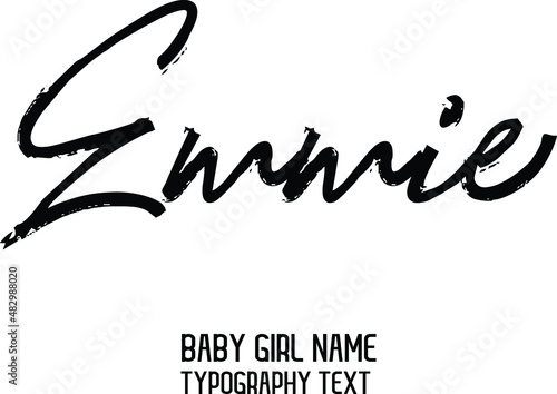 Emmie Girl Name Handwritten Lettering Black Color Calligraphy photo