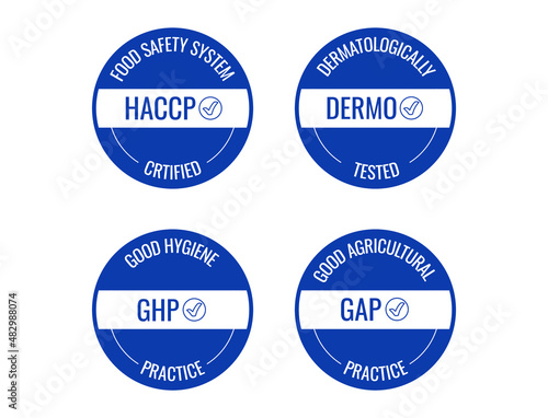 HACCP dermatology tested  ghp and gap icon set vector illustration  photo