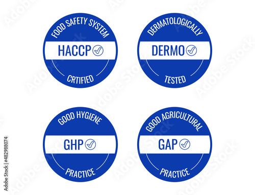 HACCP dermatology tested  ghp and gap icon set vector illustration 