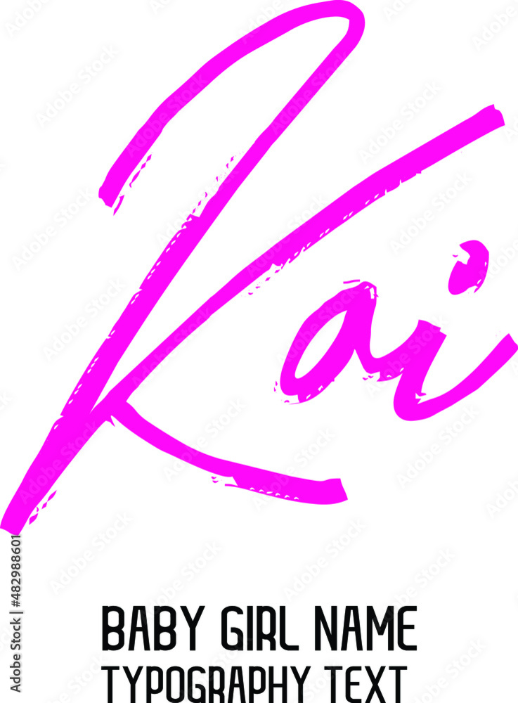 Pink Color Lettering Sign in Stylish Typography Text Baby Name Kai