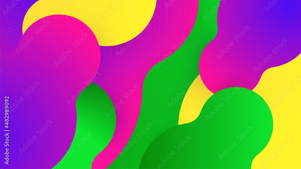 Modern bloob green purple yellow colorful abstract geometri design background