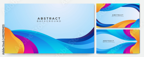 gradient wave blue orange purple colorful abstract geometri design background