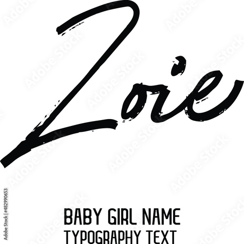 Zoie Vintage badge Calligraphy in Grunge Brush Style Baby Girl Name