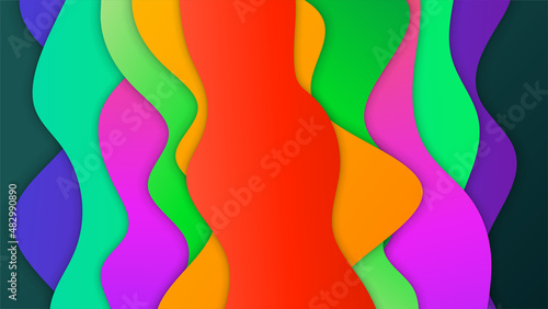 Fototapeta Naklejka Na Ścianę i Meble -  dynamic papercut style colorful abstract geometri design background