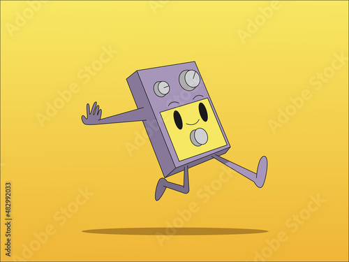 guitar effects pedal illustration cartoon style design