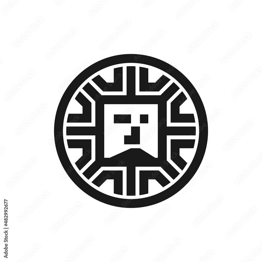 Circle and square king face logo Circle and square king face logo