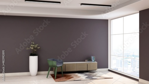 modern office lounge wall logo mockup