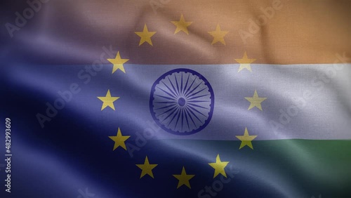 EU India Flag Loop Background 4K