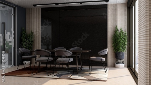 modern office meeting room for company wall logo mockup